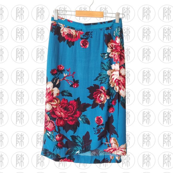Joules Dresses & Skirts - Joules Blue Floral Wrap Style Knee Length Skirt Size 12 Excellent Condition